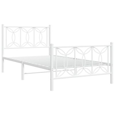 vidaXL Metal Bed Frame without Mattress with Footboard White 39.4"x78.7"