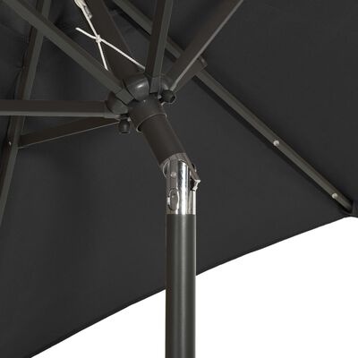 vidaXL Garden Parasol with LED Lights Black 78.7"x83.1" Aluminum