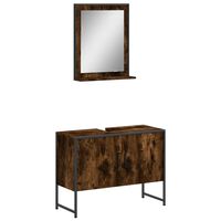 vidaXL 2 Piece Bathroom Cabinet Set Smoked Oak Engineered Wood