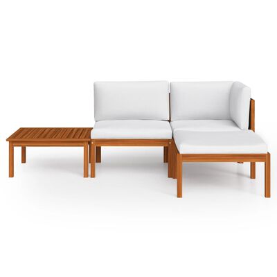 vidaXL 4 Piece Patio Lounge Set with Cushions Cream Solid Acacia Wood