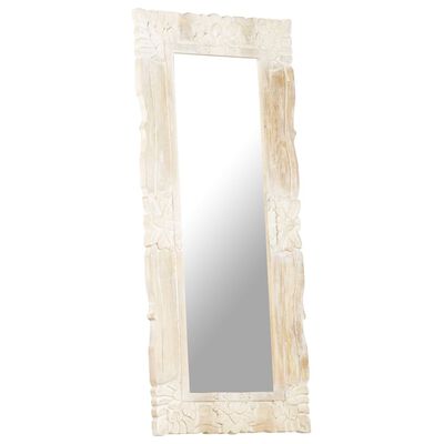 vidaXL Mirror White 43.3"x19.7" Solid Mango Wood