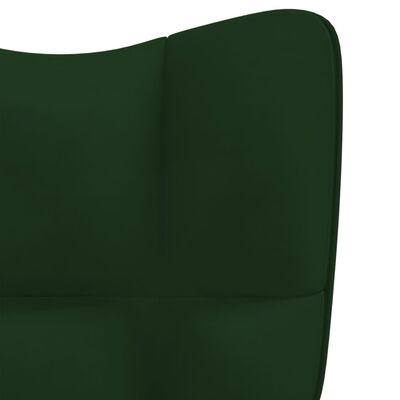 vidaXL Rocking Chair with a Stool Dark Green Velvet