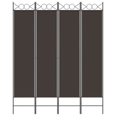 vidaXL 4-Panel Room Divider Brown 63"x78.7" Fabric