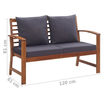 vidaXL 4 Piece Garden Lounge Set with Cushions Solid Acacia Wood