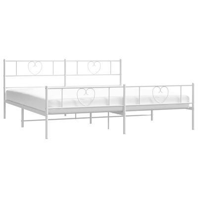 vidaXL Metal Bed Frame without Mattress with Footboard White 72"x83.9"