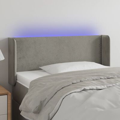 vidaXL LED Headboard Light Gray 40.6"x6.3"x30.7"/34.6" Velvet