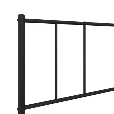 vidaXL Metal Bed Frame without Mattress with Headboard Black 39.4"x74.8"