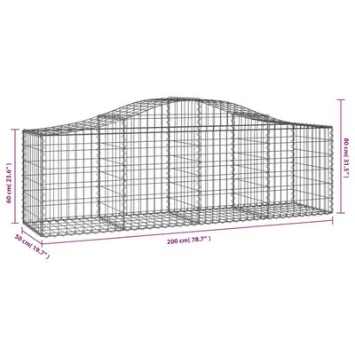 vidaXL Arched Gabion Baskets 40 pcs 78.7"x19.7"x23.6"/31.5" Galvanized Iron