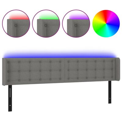 vidaXL LED Headboard Dark Gray 79.9"x6.3"x30.7"/34.6" Fabric