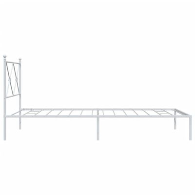 vidaXL Metal Bed Frame without Mattress with Headboard White 39.4"x78.7"