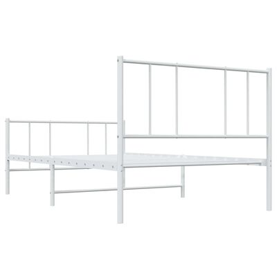 vidaXL Metal Bed Frame without Mattress with Footboard White 39.4"x74.8"