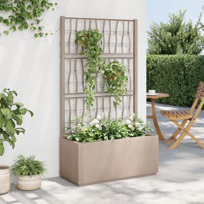 vidaXL Garden Planter with Trellis Light Brown 31.5"x14.2"x55.1" PP