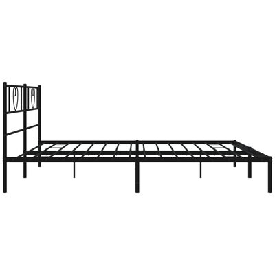 vidaXL Metal Bed Frame without Mattress with Headboard Black 76"x79.9"