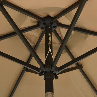 vidaXL Garden Parasol with LED Lights Taupe 78.7"x83.1" Aluminum