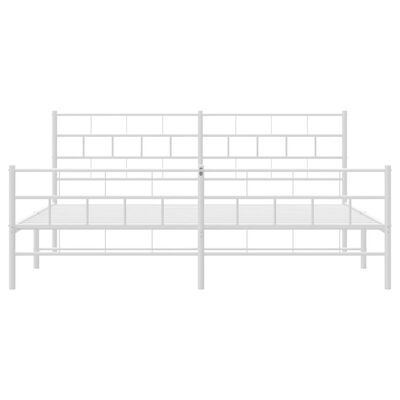 vidaXL Metal Bed Frame without Mattress with Footboard White 76"x79.9"