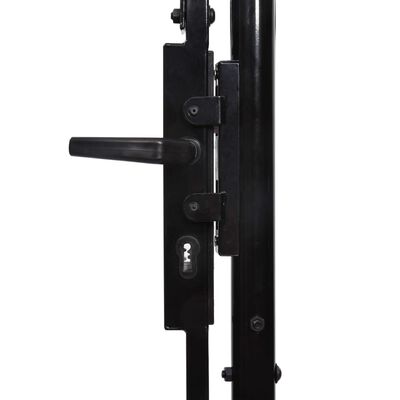 vidaXL Fence Gate Single Door with Arched Top Steel 39.4"x68.9" Black