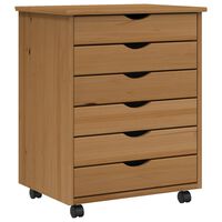 vidaXL Rolling Cabinet with Drawers MOSS Honey Brown Solid Wood Pine