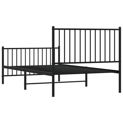 vidaXL Metal Bed Frame without Mattress with Footboard Black 39.4"x74.8"