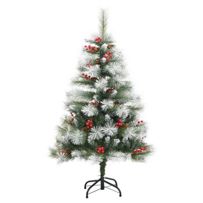 vidaXL Artificial Hinged Christmas Tree with Cones and Berries 47.2"