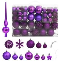 vidaXL 111 Piece Christmas Bauble Set Purple Polystyrene