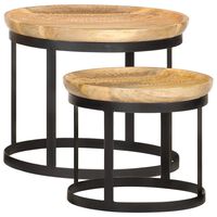 vidaXL Round Side Tables 2 pcs Solid Mango Wood and Steel