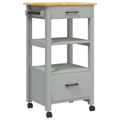 vidaXL Kitchen Trolley MONZA 18.9"x15.7"x35.4" Solid Wood Pine