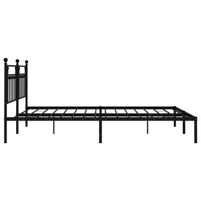 vidaXL Metal Bed Frame without Mattress with Headboard Black 76"x79.9"