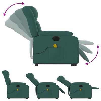 vidaXL Electric Stand up Massage Recliner Chair Dark Green Fabric