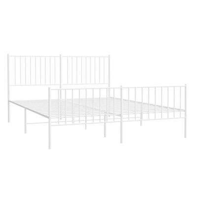 vidaXL Metal Bed Frame without Mattress with Footboard White 59.1"x78.7"