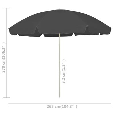 vidaXL Beach Parasol Anthracite 118.1"