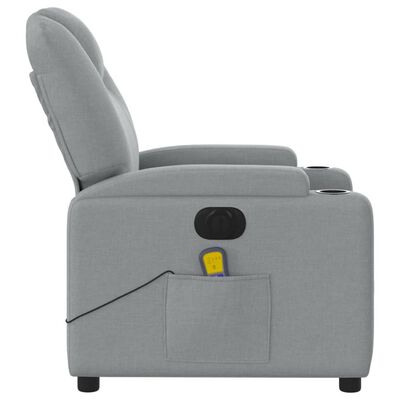 vidaXL Electric Massage Recliner Chair Light Gray Fabric