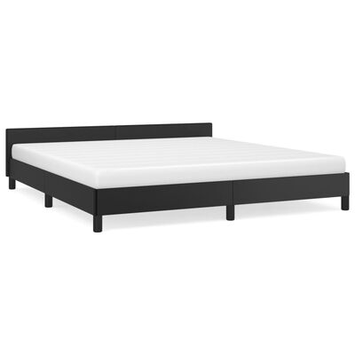 vidaXL Bed Frame with Headboard Black 72"x83.9" California King Faux Leather