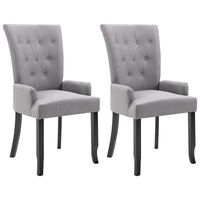 vidaXL Dining Chairs with Armrests 2 pcs Light Gray Fabric