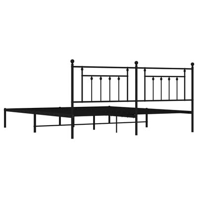 vidaXL Metal Bed Frame without Mattress with Headboard Black 76"x79.9"