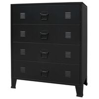 vidaXL Chest of Drawers Metal Industrial Style 30.7"x15.7"x36.6" Black