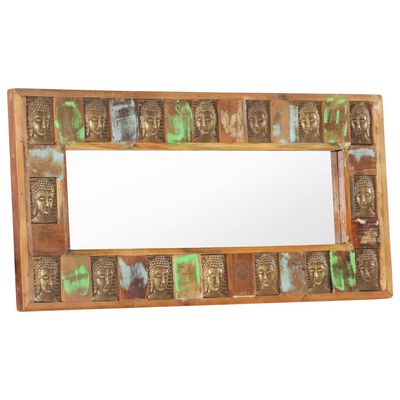 vidaXL Mirror with Buddha Cladding 43.3"x19.7" Solid Reclaimed Wood