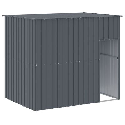 vidaXL Dog House with Run Anthracite 84.3"x340.6"x71.3" Galvanized Steel