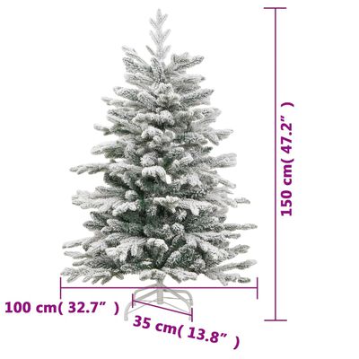 vidaXL Artificial Hinged Christmas Tree 150 LEDs & Ball Set 59.1"