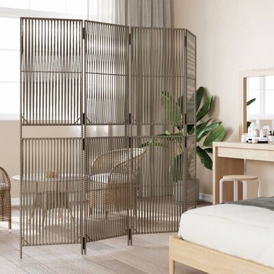 vidaXL Room Divider 4 Panels Gray Poly Rattan