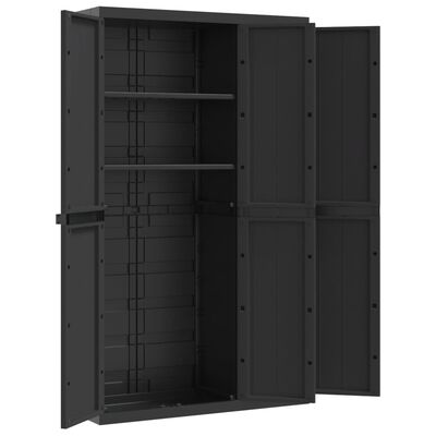 vidaXL Outdoor Storage Cabinet Black 38.2"x14.6"x65" PP