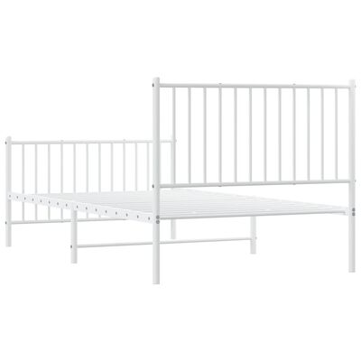 vidaXL Metal Bed Frame without Mattress with Footboard White 39.4"x74.8"