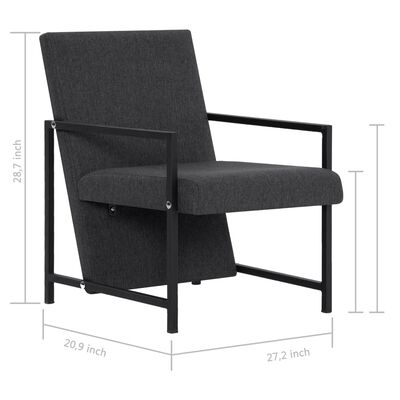 vidaXL Armchair with Chrome Feet Dark Gray Fabric