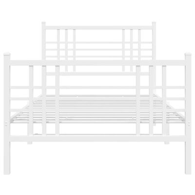 vidaXL Metal Bed Frame without Mattress with Footboard White 39.4"x78.7"