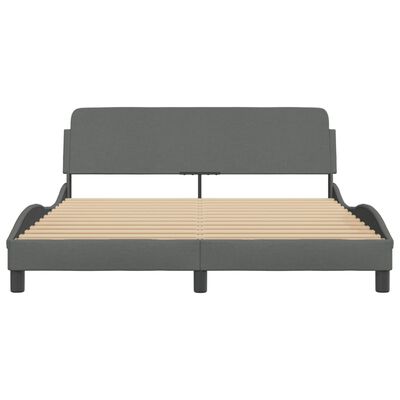 vidaXL Bed Frame without Mattress Dark Gray 59.8"x79.9" Fabric