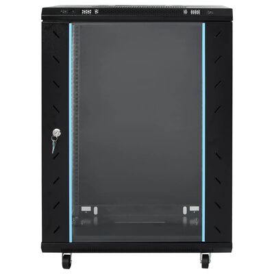 vidaXL 15U Network Cabinet 19" IP20 Black 20.9"x15.7"x31.5"