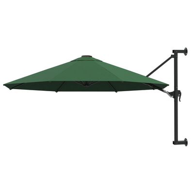 vidaXL Wall-Mounted Garden Parasol with Metal Pole 118.1" Green