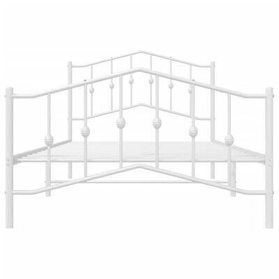 vidaXL Metal Bed Frame without Mattress with Footboard White 39.4"x78.7"