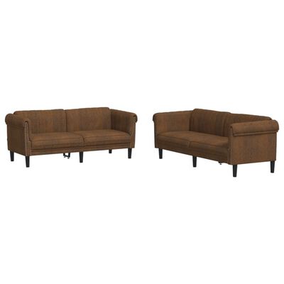 vidaXL 2 Piece Sofa Set Brown Velvet