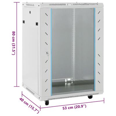 vidaXL 15U Network Cabinet with Swivel Feet 19" IP20 20.9"x15.7"x31.5"