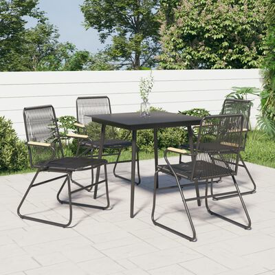 vidaXL Patio Chairs 4 pcs Black 22.8"x23.2"x33.7" PVC Rattan